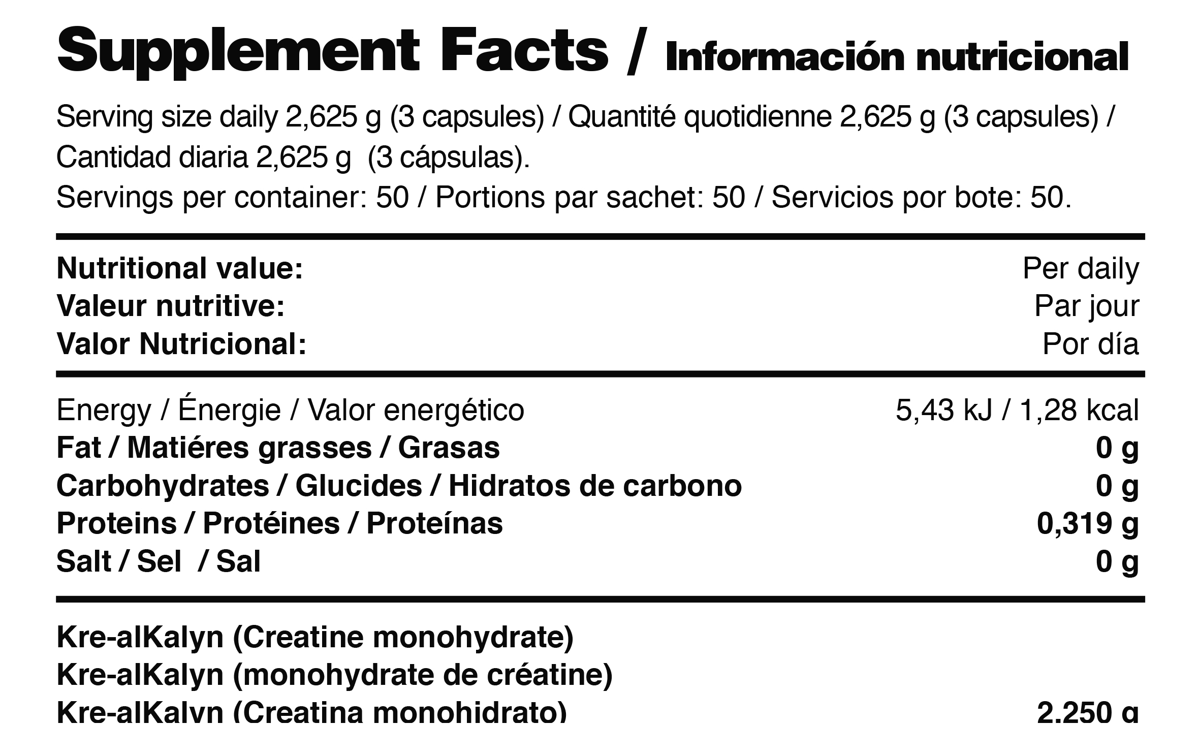 Supplement Facts Kre-Alcalyn