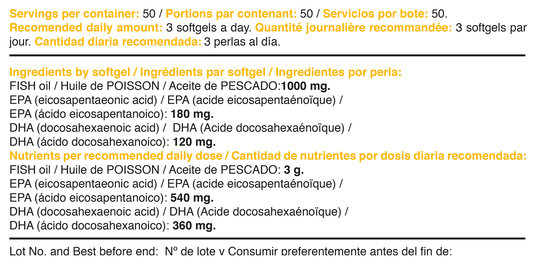 Supplement Facts Omega 3