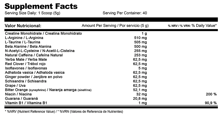 Supplement Facts High Voltage Ultra Concentrate